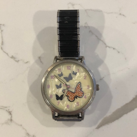 🎄Singapore movement butterfly watch seiko 1997 pink stainless steel - Picture 2 of 5